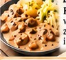 Filet z kurczaka w sosie pieczarkowym z ziemniakami i surówką